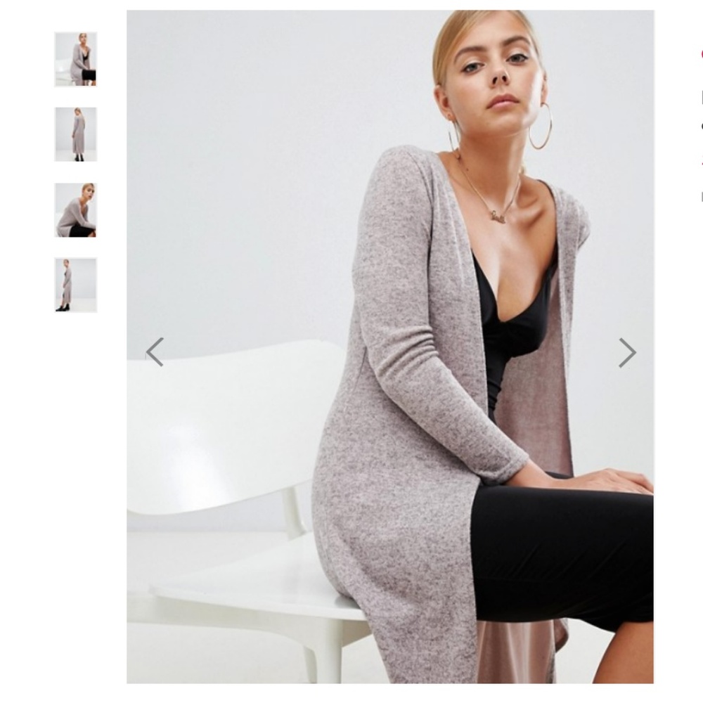 Boohoo Side Split Cardigan in Oatmeal